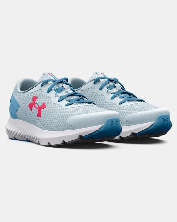 Girls' Grade School UA Charged Rogue 3 Running Shoes, Blue, pdpMainDesktop image number 3